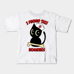 Funny black Cat tells a lame joke Kids T-Shirt